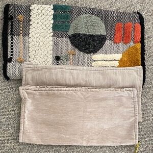 Abstract Textured  1 throw pillow and 2 velvet pillows